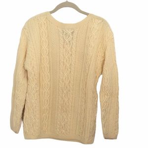 NWOT Lauren Ralph Lauren hand knit yellow cotton cable sweater
